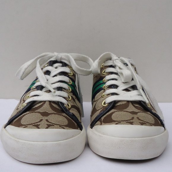 SIZE 6. COACH Folly logo canvas & leather sneakers shoes. - Picture 5 of 16